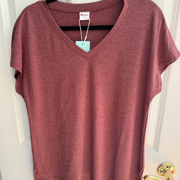 V-Neck Burgundy Women's Top - Picture 2 of 3